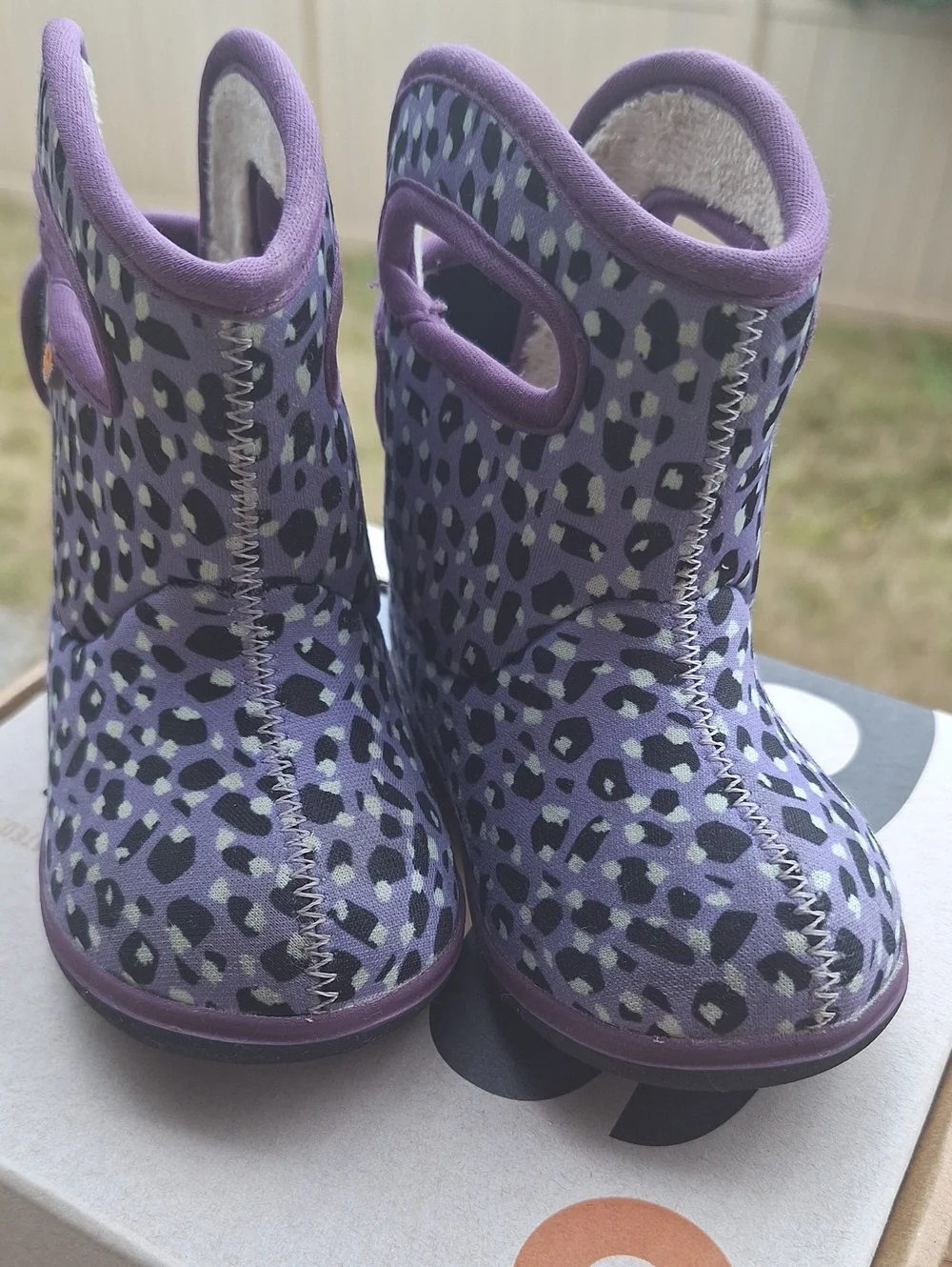 Bogs Kids' Purple Leopard Waterproof Rain Boots Toddler 4